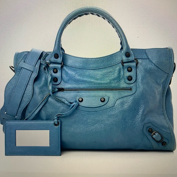 Balenciaga Handbags - Balenciaga Agneau Classic Hardware City Bag in Aquamarine